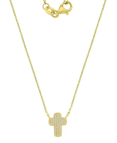 Macy's 14k Gold-Plated Mini Pave Cross Pendant Necklace