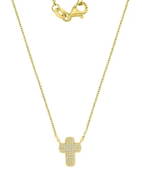 Macy's 14k Gold-Plated Mini Pave Cross Pendant Necklace