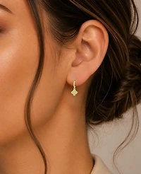 Macy's 14k Gold-Plated Clover Drop J Hoop Earrings