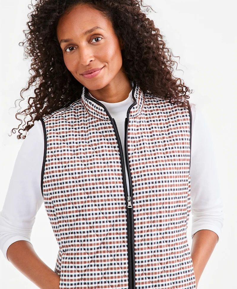 Style & Co Women's Quilted Plaid Puffer Vest, Macy's Exclusive