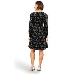 Yumi Women's Starburst Long-Sleeve Square-Neck Velvet Skater Dress