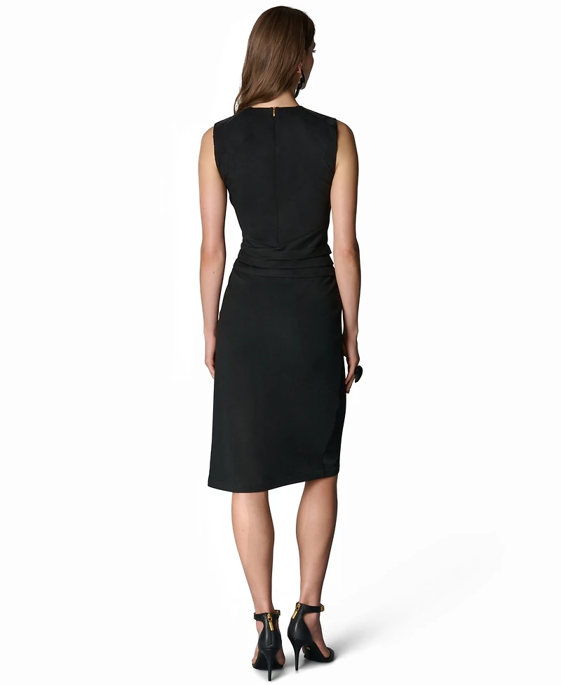 Donna Karan New York Women's Sleeveless Mixed-Media Wrap Dress