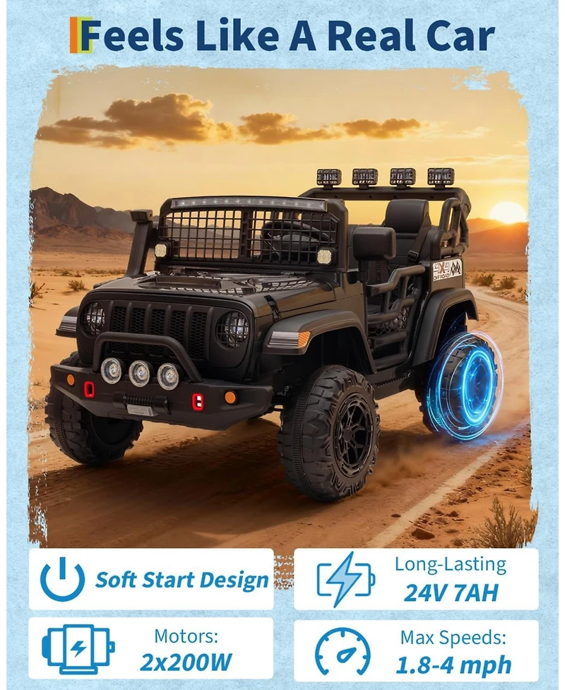 homfan 2-Seat Ride-On Car with Remote Control
