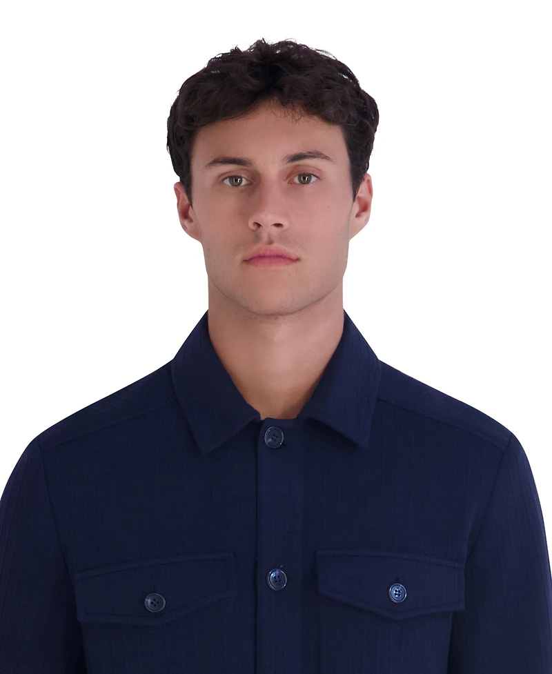 Karl Lagerfeld Paris Men's Pique Shirt Jacket