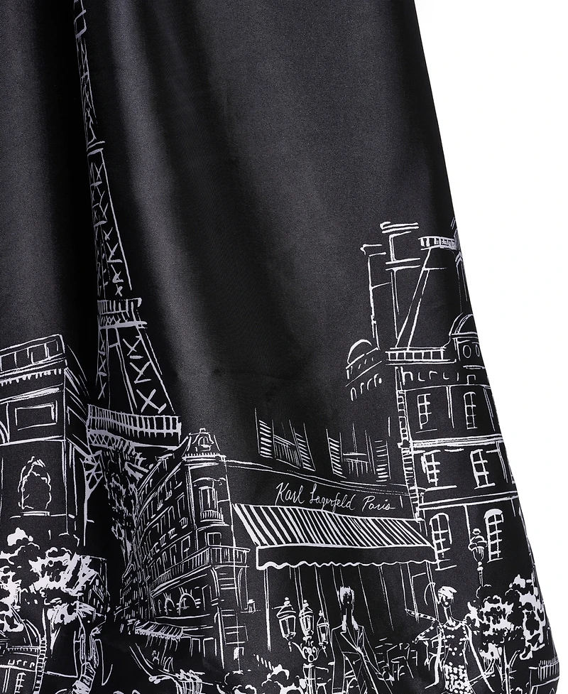 Karl Lagerfeld Paris Women's Strapless Printed Ball Gown Dress