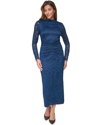 Vince Camuto Women's Lace Long-Sleeve Bodycon with Drape Dress