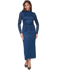 Vince Camuto Women's Lace Long-Sleeve Bodycon with Drape Dress