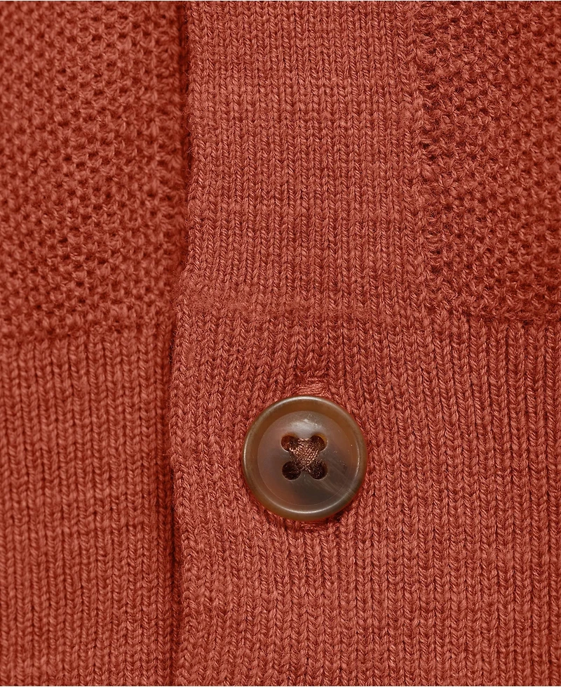 Lands' End Men's Short Sleeve Texture Stitch Button Through Sweater Polo