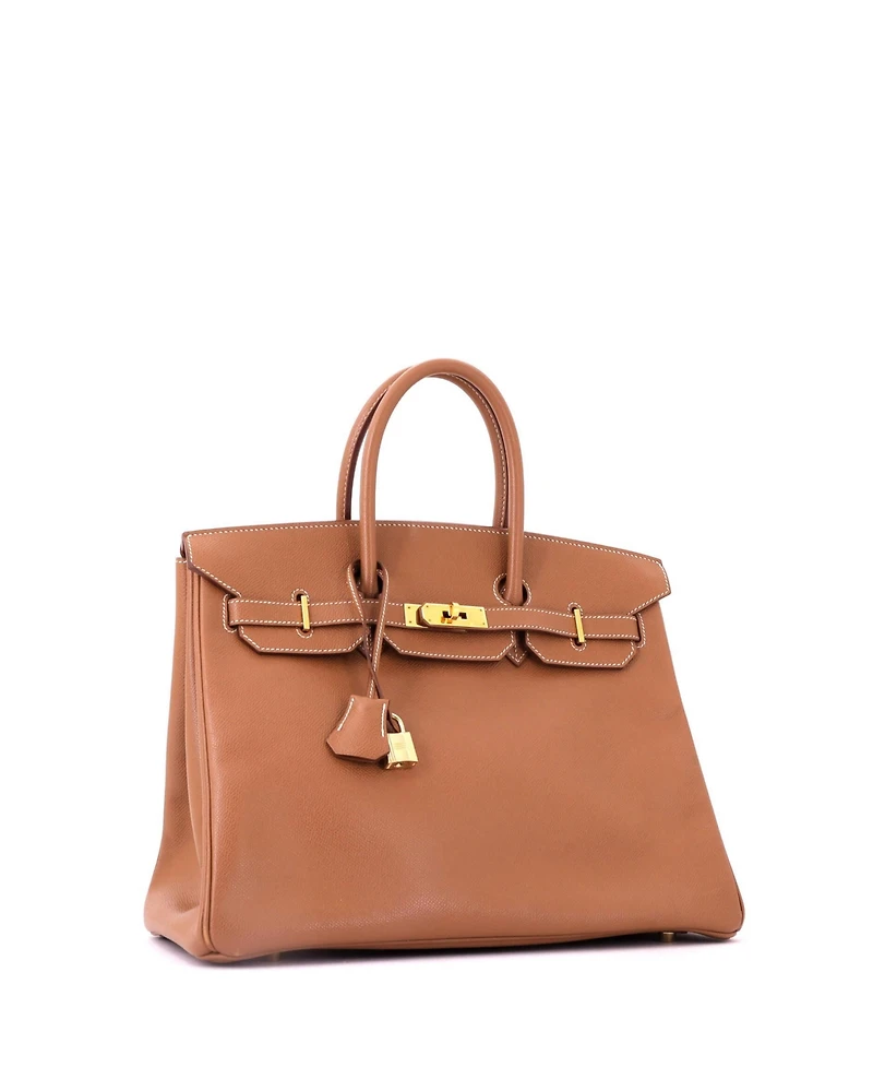 Pre-Owned Hermes Birkin 35 Handbag Brown Courchevel with Gold Hardware