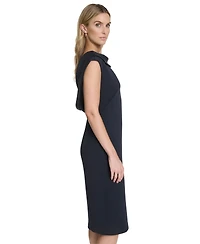 Calvin Klein Women's Rhinestone-Embellished Boat Neck Cowl Back Sheath Dress