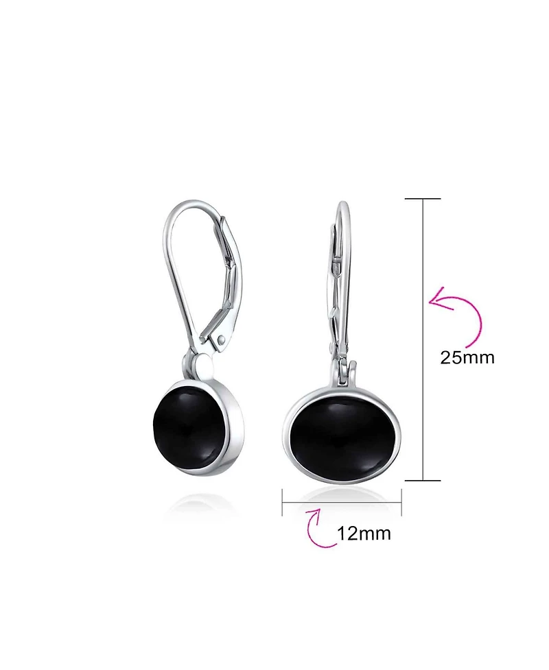 Bling Jewelry Simple Bezel Set Dangle Earrings with Amber Jade Moonstone Onyx