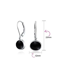 Bling Jewelry Simple Bezel Set Dangle Earrings with Amber Jade Moonstone Onyx