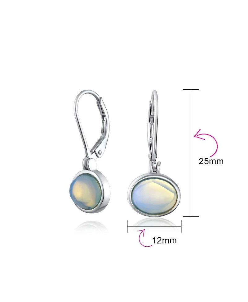 Bling Jewelry Simple Bezel Set Dangle Earrings with Amber Jade Moonstone Onyx