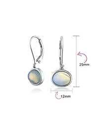 Bling Jewelry Simple Bezel Set Dangle Earrings with Amber Jade Moonstone Onyx