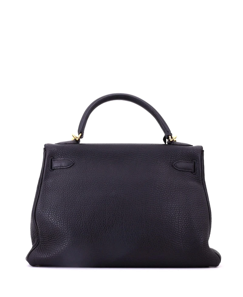Pre-Owned Hermes Kelly 32 Handbag Black Togo with Gold Hardware