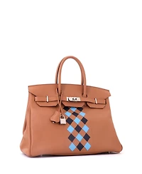 Pre-Owned Hermes Birkin 35 Handbag Tressage Brown Swift and Palladium Hardware