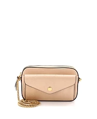 Pre-Owned Gucci Super Mini Front Pocket Chain Shoulder Bag Jumbo Gg Embossed Leather