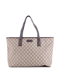 Pre-Owned Gucci Medium Plus Tote Gg Coated Canvas with Leather