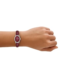 Michael Michael Kors Women's Maude Three-Hand Oxblood Leather Watch 21mm