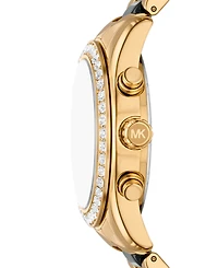 Michael Michael Kors Women's Lexington Chronograph Green Ceramic and Gold-Tone Stainless Steel Watch 38mm