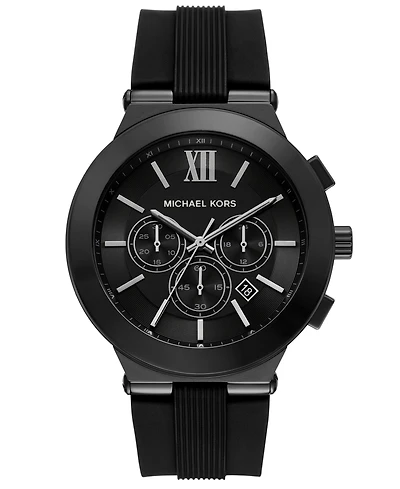 Michael Michael Kors Men's Billie Chronograph Black Silicone Watch 46mm