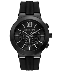 Michael Michael Kors Men's Billie Chronograph Black Silicone Watch 46mm