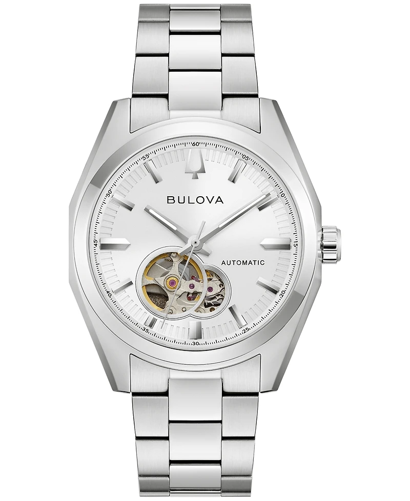 Bulova Men's Automatic Surveyor Silver-Tone Stainless Steel Bracelet Watch 39mm