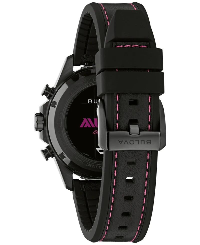 Bulova Men's E1 Grand Prix Series B Black Leather and Silicone Rubber Watch 41mm