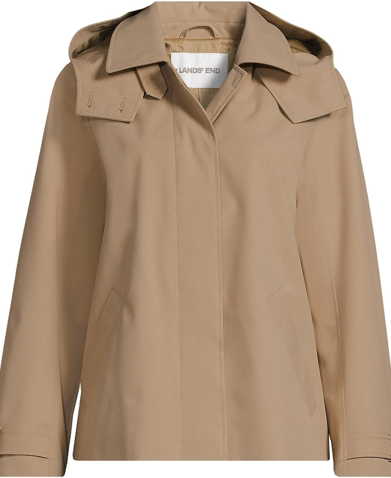 Lands' End Women's Squall Waterproof Hooded Short Mac Jacket