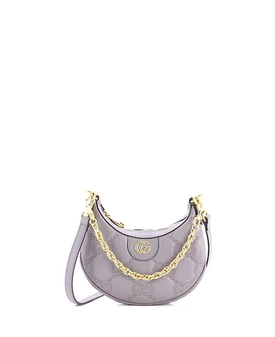 Pre-Owned Gucci Mini Half Moon Hobo Gg Matelasse Leather