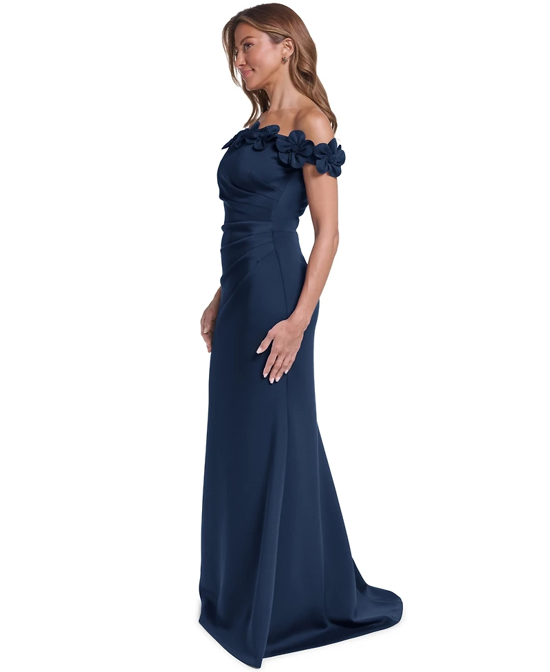 Eliza J Women's Off-The-Shoulder 3D Floral Gown Dress