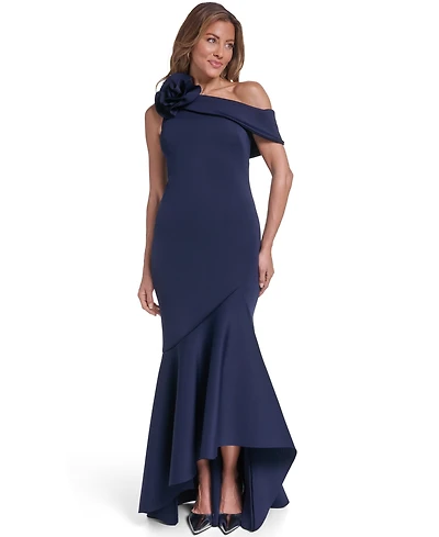 Eliza J Women's One-Shoulder Ruffle Gown Dress
