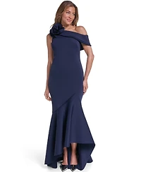 Eliza J Women's One-Shoulder Ruffle Gown Dress