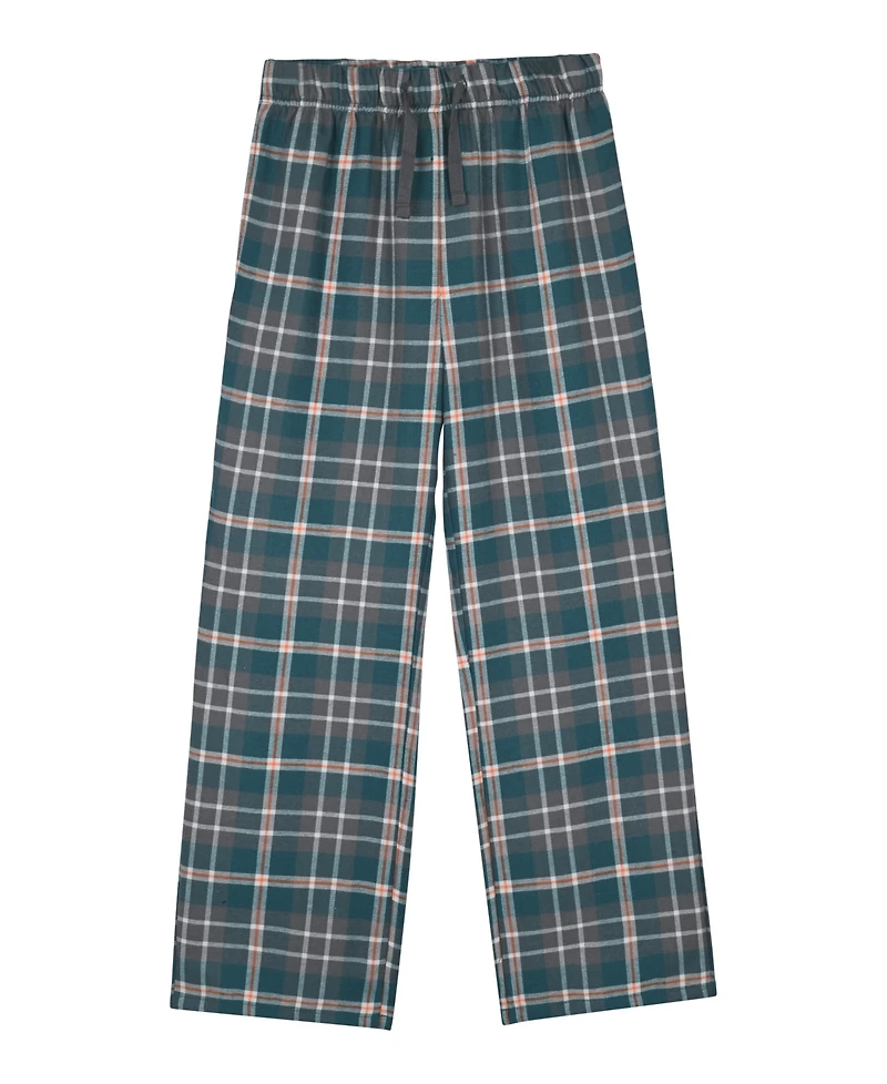 Max & Olivia Boys' 6-18 Henley Top and Woven Plaid Pants Pajama, 2-Piece Set