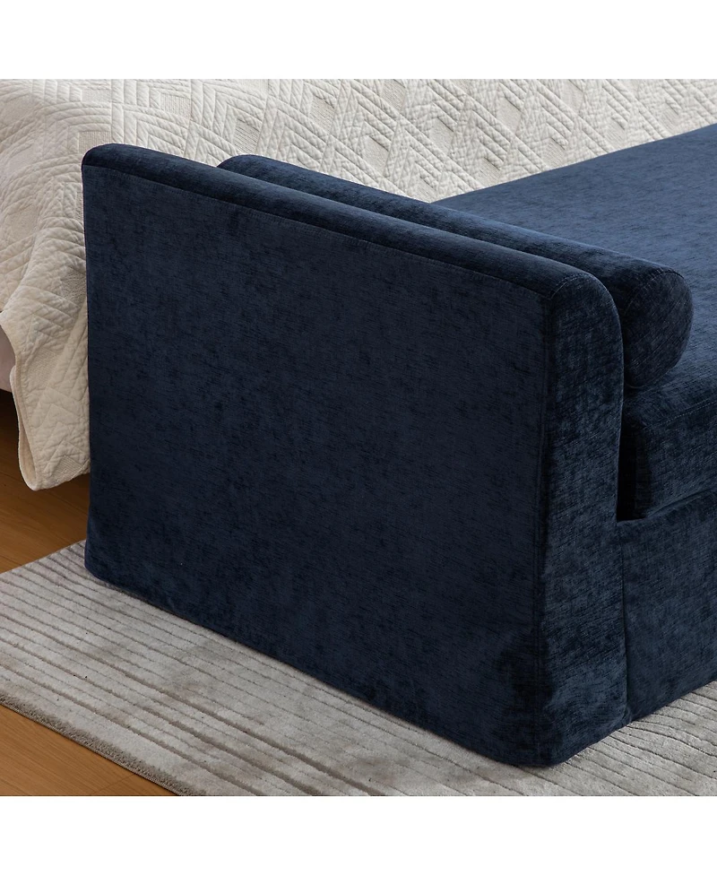 Streamdale Furniture 88.58" Modern Chenille Chaise Lounge Bench with 2 Bolster Pillows
