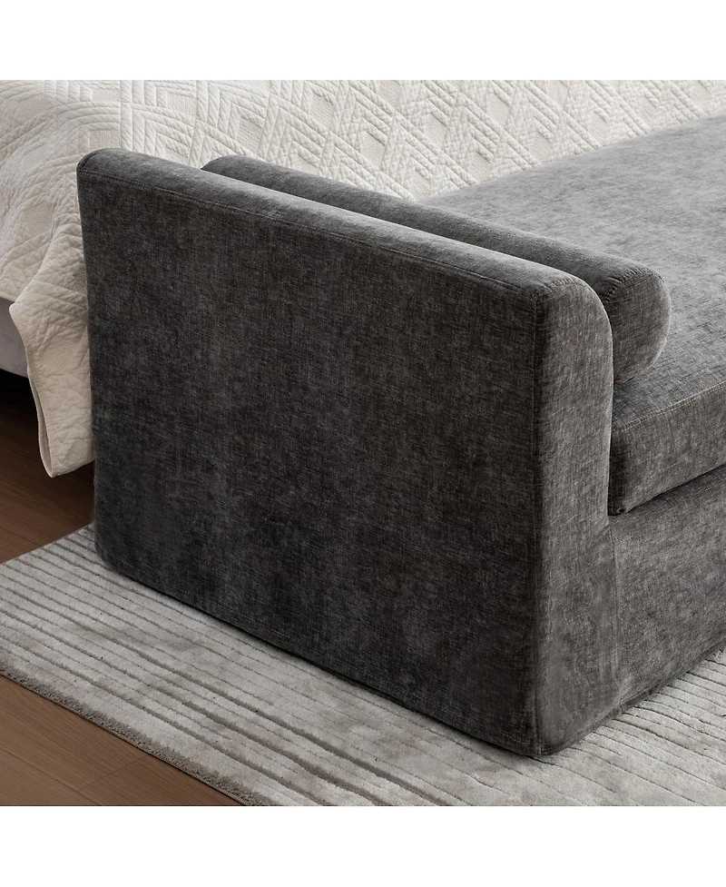 Streamdale Furniture 88.58" Modern Chenille Bench with Armrests and 2 Bolster Pillows