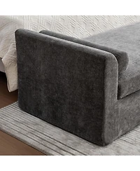 Streamdale Furniture 88.58" Modern Chenille Bench with Armrests and 2 Bolster Pillows