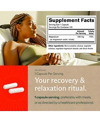 Sunergetic Magnesium Citrate and Oxide 500mg Capsules for Bone, Muscle and Energy Support, 120 Count