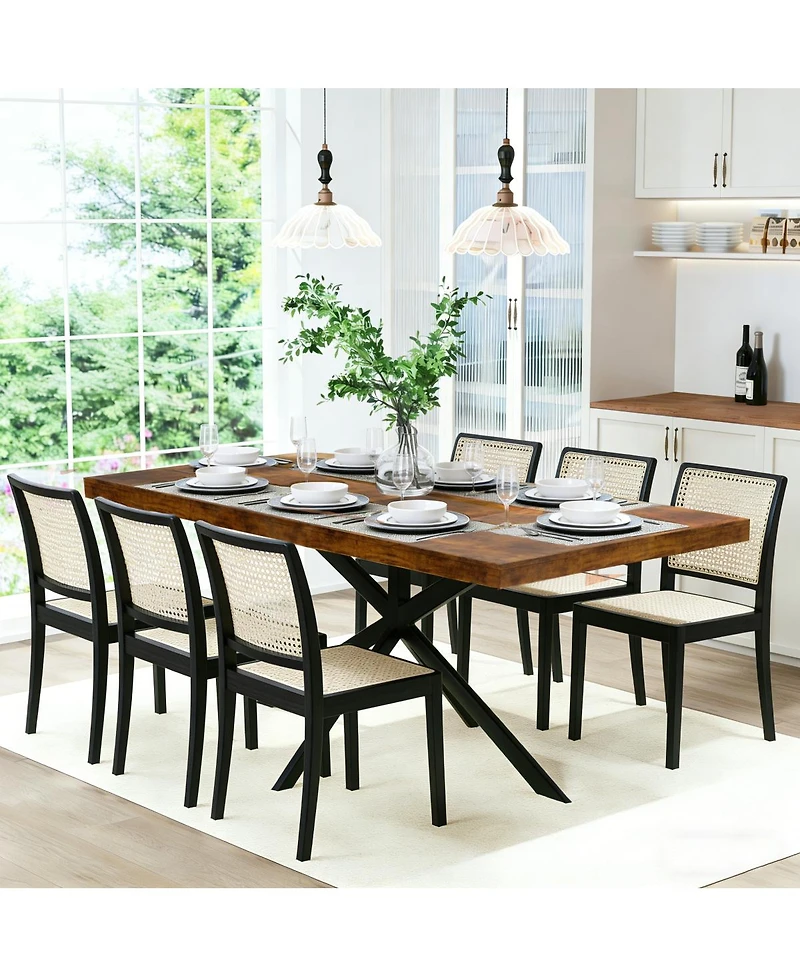Streamdale Furniture Retro Rectangular Extendable Dining Table with Storage
