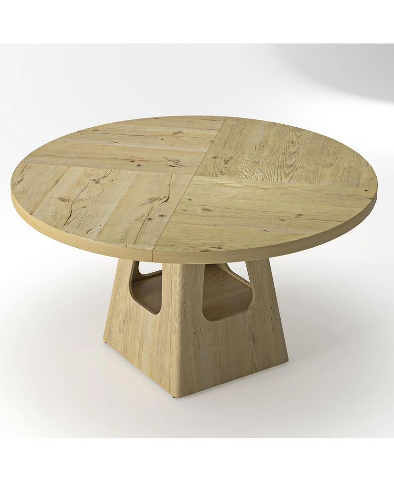 Streamdale Furniture 47-Inch Round Farmhouse Dining Table with Storage Base (Table Only)