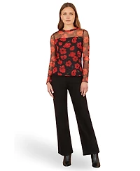 Yumi Women's Poppy Sheer Mesh Long Sleeve Top