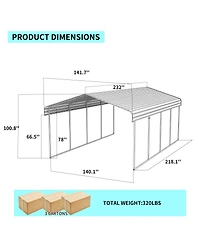 Streamdale Furniture 12x20 Feet Heavy-Duty Galvanized Steel Metal Carport Garage Shelter