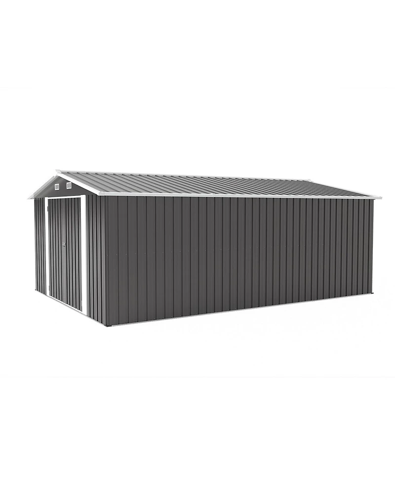 Streamdale Furniture 10x14 Feet Metal Outdoor Storage Shed With 3 Lockable Doors
