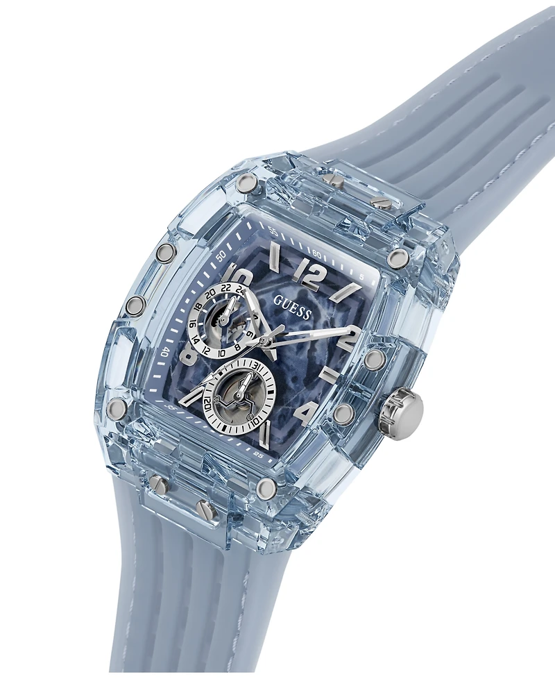 Guess Men's Quartz Blue Silicone Strap Watch 42 mm