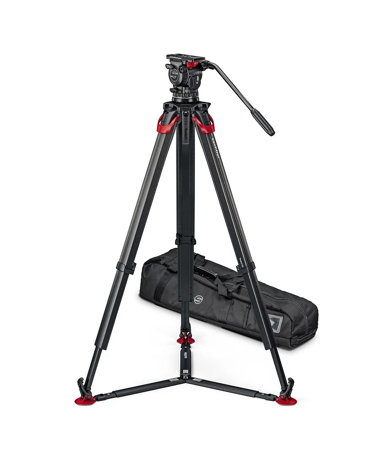 Sachtler aktiv10T 100mm Fluid Head with flowtech 100 Carbon Fiber Tripod and Ground Spreader