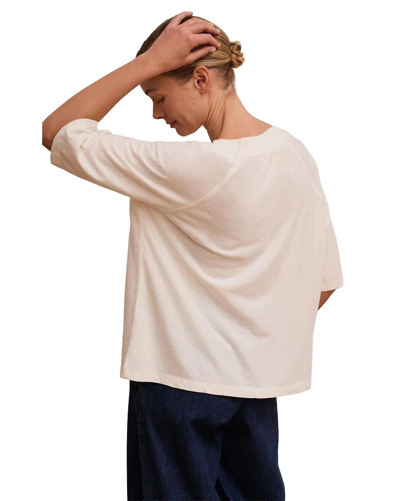Celtic & Co. Women's Linen Blend Short Sleeve Swing Top