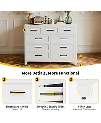 Rainsken 9-Drawer Dresser, Metal Profile Chest of Drawers, with Smooth Gliding Drawers, Storage Cabinet for Closet, for Bedroom,Living Room,Entryway