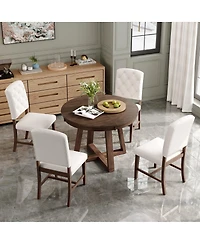 Streamdale Furniture 5-Piece Retro Dining Set: Round Table with 16'' Leaf and 4 Upholstered Chairs