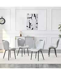 Streamdale Furniture Set of 4 Pu Dining Chairs with Metal Frame