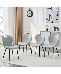 Streamdale Furniture Set of 4 Pu Dining Chairs with Metal Frame